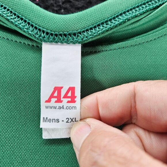 A4 Mens Graphic Tee Shirt Green Size 2XL 100% Polyester Short Sleeve Pullover - Picture 5 of 12